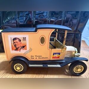 Vintage Cream and Black Toy Delivery Truck